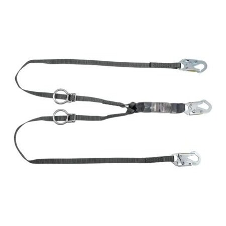 Msa Safety V-Series Standard Twin-Leg Adjustable Energy Absorbing Lanyard, Tie-Back, 6', 36C Snaphook, Ansi 10193129